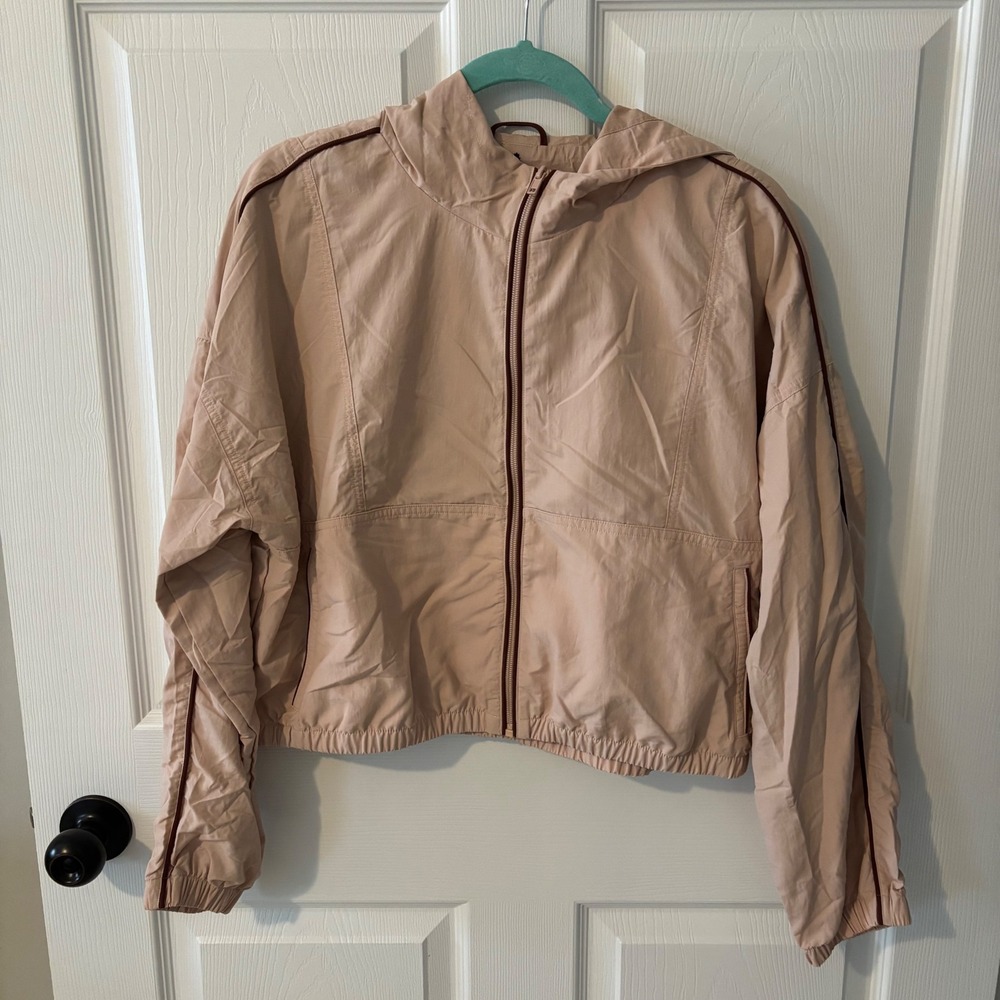 Spiritual Gangster Womens Small Blush Pink Cropped Hooded Windbreaker Jacket